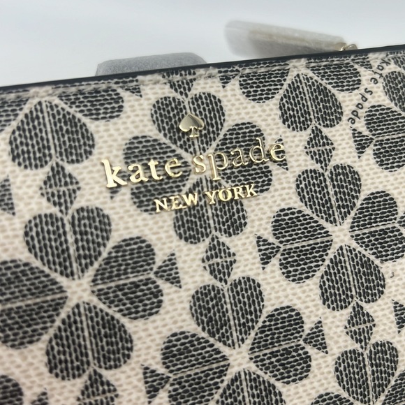 Kate Spade Signature Spade Flower Medium Compact Bifold Wallet Black Multi - Picture 4 of 16